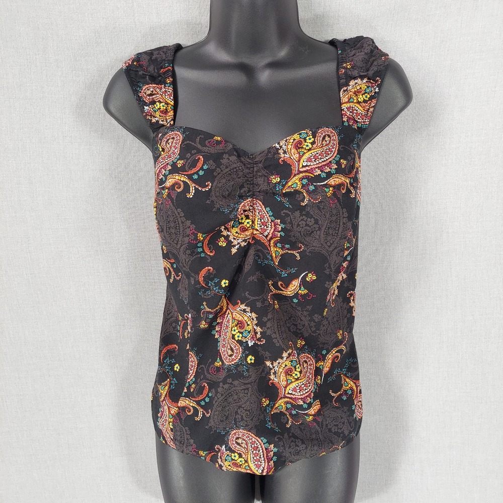 Torrid Boho Paisley Sweetheart Neck Sleeveless Tank Top Smocked Back Plus 1